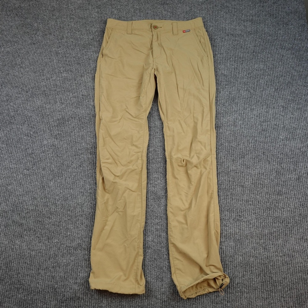 Simms Pants Mens 32x32 Beige Nylon Hiking Fishing Pockets Drawcord Hem